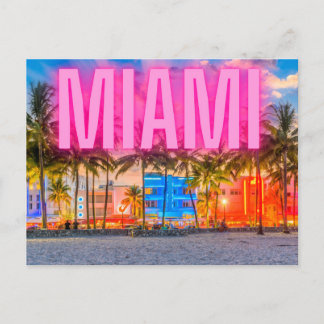 Schilderachtig Neon Miami Waterfront Briefkaart