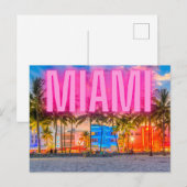 Schilderachtig Neon Miami Waterfront Briefkaart (Voorkant / Achterkant)