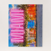 Schilderachtig Neon Miami Waterfront Legpuzzel (Verticaal)