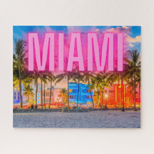Schilderachtig Neon Miami Waterfront Legpuzzel