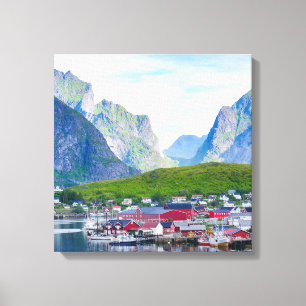 Schilderachtig Noors landschap Lofoten Canvas Afdruk