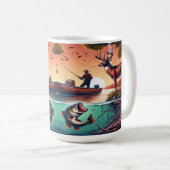 Schilderachtig outdoor Vissende boot, herten en ba Koffiemok (Voorkant rechts)
