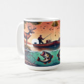 Schilderachtig outdoor Vissende boot, herten en ba Koffiemok (Voorkant links)