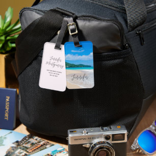 Schilderachtig proeffoto van Tropische Bestemming Bagagelabel