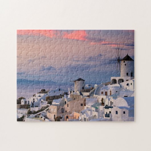 Schilderachtig puzzel voor de kust van Santorini Legpuzzel (Horizontaal)