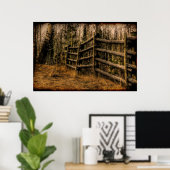 Schilderachtig Rustic Fence in het landkunstwerk Poster (Thuiskantoor)