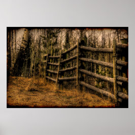 Schilderachtig Rustic Fence in het landkunstwerk Poster