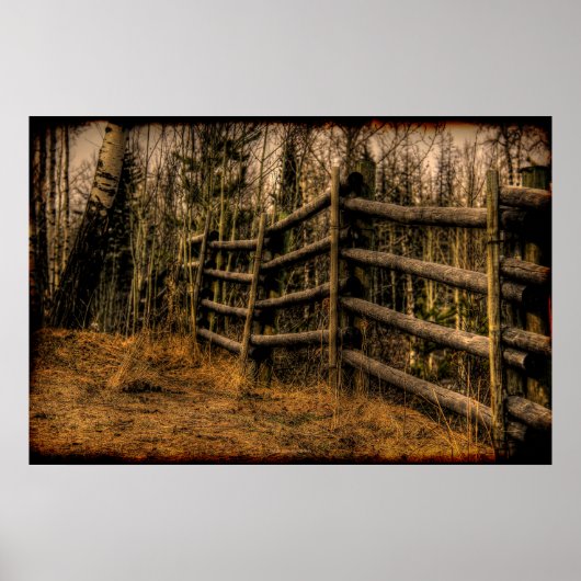 Schilderachtig Rustic Fence in het landkunstwerk Poster (Voorkant)