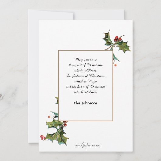 Schilderachtig rustiek  winterlandschap met Holly Feestdagenkaart (Achterkant)