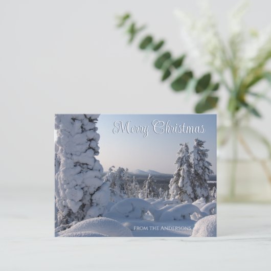 Schilderachtig Snowy Landscape Merry Kerstry Briefkaart (Staand voorkant)