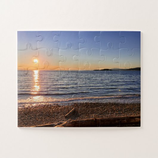 Schilderachtig strand zonsondergang foto oversized legpuzzel (Horizontaal)
