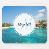 Schilderachtig Tropisch strand met Thatched Huts F Muismat (Voorkant)