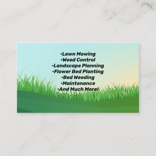 Schilderachtig Tuinen Landschap Gazon Care Busines Visitekaartje (Achterkant)