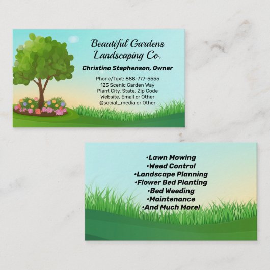 Schilderachtig Tuinen Landschap Gazon Care Busines Visitekaartje (Voorkant / Achterkant)