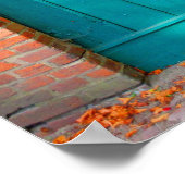 Schilderachtig Turquoise-deur met levendige herfst Poster (Hoek)