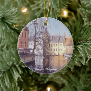 Schilderachtig Uitzicht Brugge Keramisch Ornament