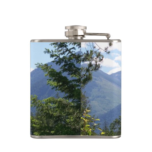 Schilderachtig Uitzicht Montana Forest en Mountain Heupfles (Achterkant)