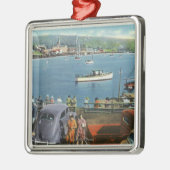 Schilderachtig Uitzicht uit de Wharf, Boats en Car Metalen Ornament (Links)