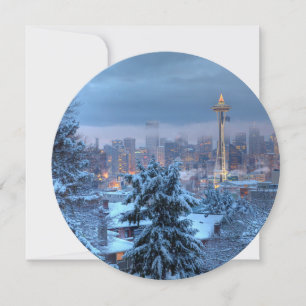 Schilderachtig Uitzicht van Snowy Seattle Feestdagenkaart