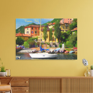 Schilderachtig, Vreedzaam Varenna Comomeer, Italië Canvas Afdruk