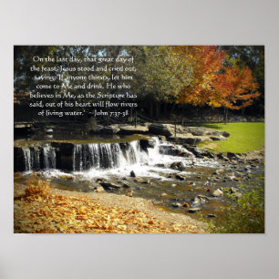 Schilderachtig Waterfall John 7:37 Poster