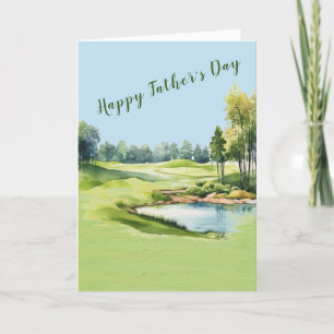 Schilderachtig Waterverf golfthema Vaderdag Kaart