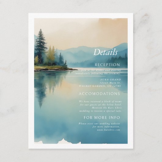 Schilderachtig Waterverf Pijnbomen en meer details Informatiekaartje (Voorkant)