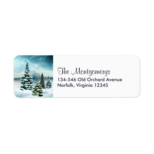 Schilderachtig Waterverf winterWonderland Etiket (Voorkant)