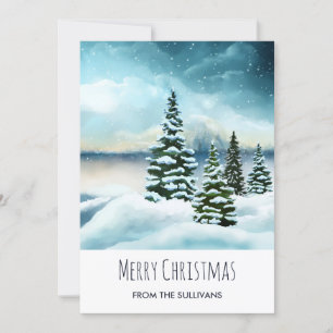 Schilderachtig Waterverf winterWonderland Feestdagenkaart