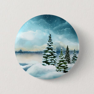 Schilderachtig Waterverf winterWonderland Ronde Button 5,7 Cm