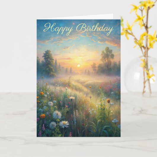 Schilderachtig weide met bloemen kaart (Gele Bloem)