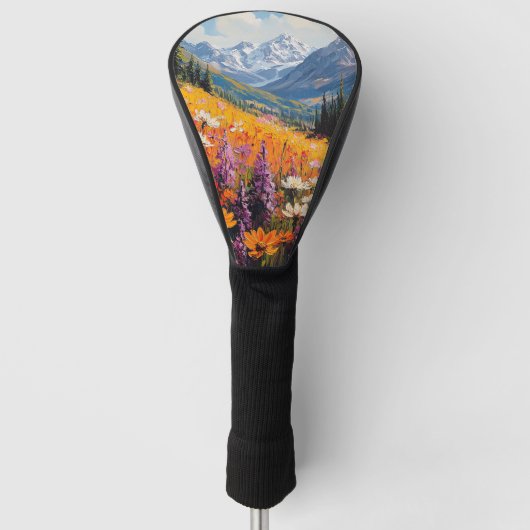 Schilderachtig wilde bloemen en bergen Fine Art Golfheadcover (Voorkant)