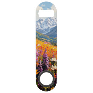Schilderachtig wilde bloemen en bergen Fine Art Speed Flessenopener