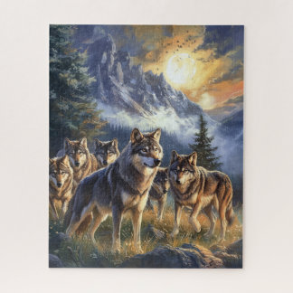 Schilderachtig, wilde Wolf Pack berg puzzel