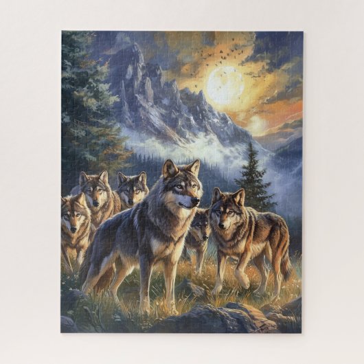 Schilderachtig, wilde Wolf Pack berg puzzel (Verticaal)