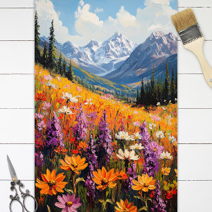 Schilderachtig Wildflowers Mountains Fine Art Deco Tissuepapier