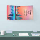 Schilderachtig wintermeer met Deer Birthday Spandoek (Beurs)