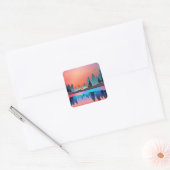 Schilderachtig wintermeer met Deer Vierkante Sticker (Envelop)