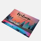 Schilderachtig wintermeer met deer Welcome Deurmat (Schuin)