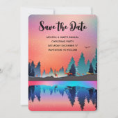 Schilderachtig wintermeer met meer dan een datum save the date (Voorkant)