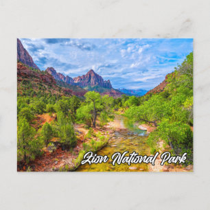 Schilderachtig Zion National Park, Utah, Verenigde Briefkaart