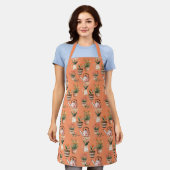Schilderachtige apron met potplantenprint schort (Gedragen)