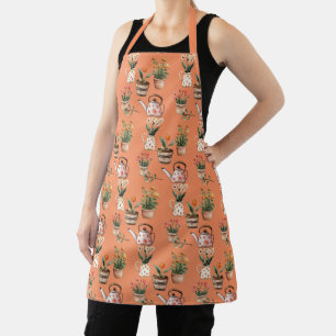 Schilderachtige apron met potplantenprint schort