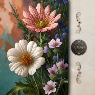 Schilderachtige Cosmos Bloemendecoupeer Tissuepapier