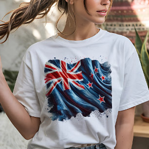 Schilderachtige Gescheurde Vlag van Nieuw-Zeeland T-shirt