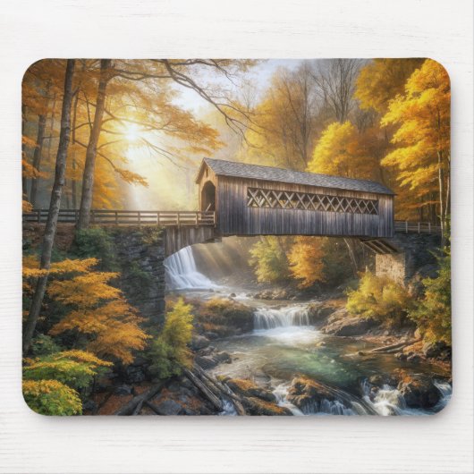 Schilderachtige houten overdekte brug muismat (Voorkant)