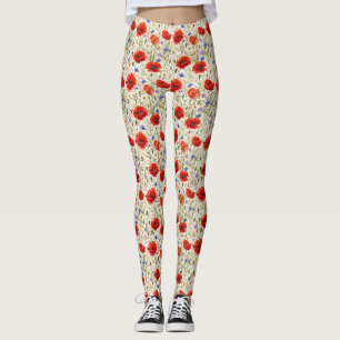 Schilderachtige Kunst van Klaprozenweide Leggings