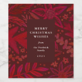 Schilderachtige rode botanische aangepaste versie wijn etiket (Enkel label)