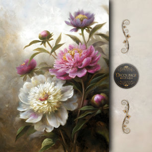 Schilderachtige Roze Pioenboeket Decoupage Tissuepapier