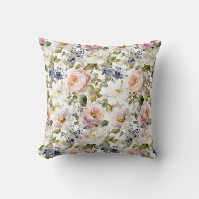 Schilderachtige Rozen en bloemen Kussen (Voorkant)